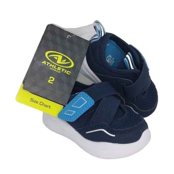 Athletic Works Toddler Boys NEW w/Tags Blue Easy Close Sneakers - sz. 2 - Picture 1 of 7